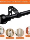 Curtain Poles with Round Finials 76 to 157 cm, 1.6 cm diameter Matt Black - Image 2